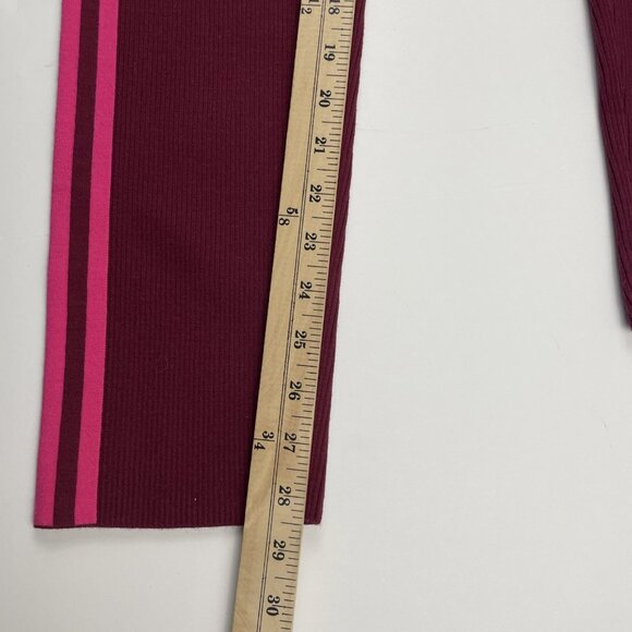 Adidas Ivy Park Ribbed Knit Skinny Leggings Women"s L Burgundy/Pink Stripes - Picture 4 of 7